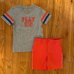 Janie and Jack Orange, Grey and Blue Shorts and Shirt Set Size 6